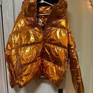 Bacon Shiny Orange Puffer Jacket